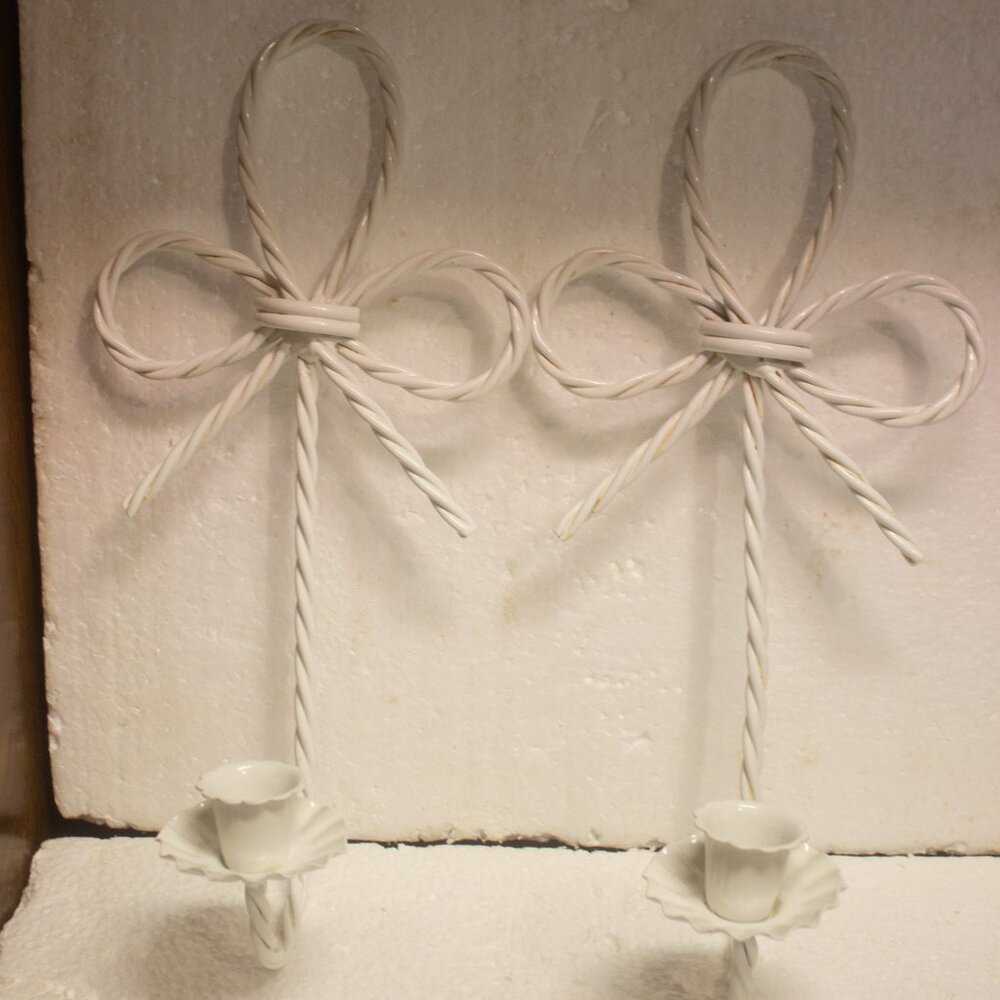 Vintage Metal Rope Bow Wall Sconces Set of Two Pre-owned